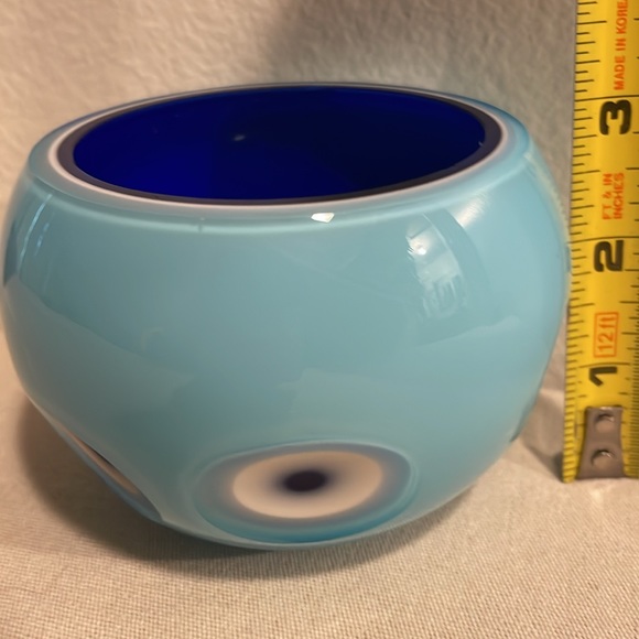 1950 HUTA BORSKE SKIO VASE ART DECO ~ Blue on Blue Stunning VOTIVE - Picture 5 of 11